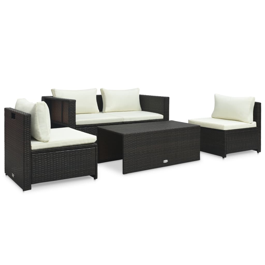 Salon de jardin 6 pcs avec coussins Résine tressée Marron Salons de jardin vidaXL