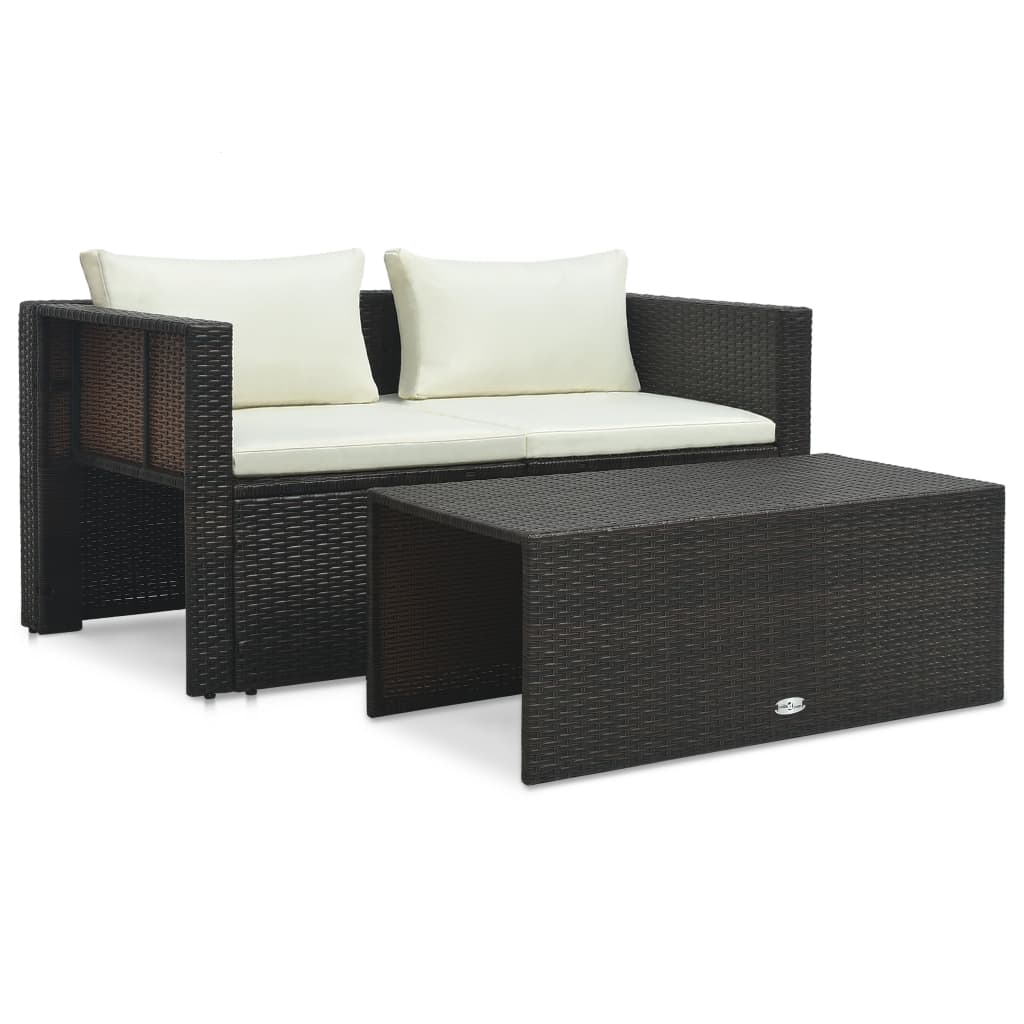 Salon de jardin 6 pcs avec coussins Résine tressée Marron Salons de jardin vidaXL