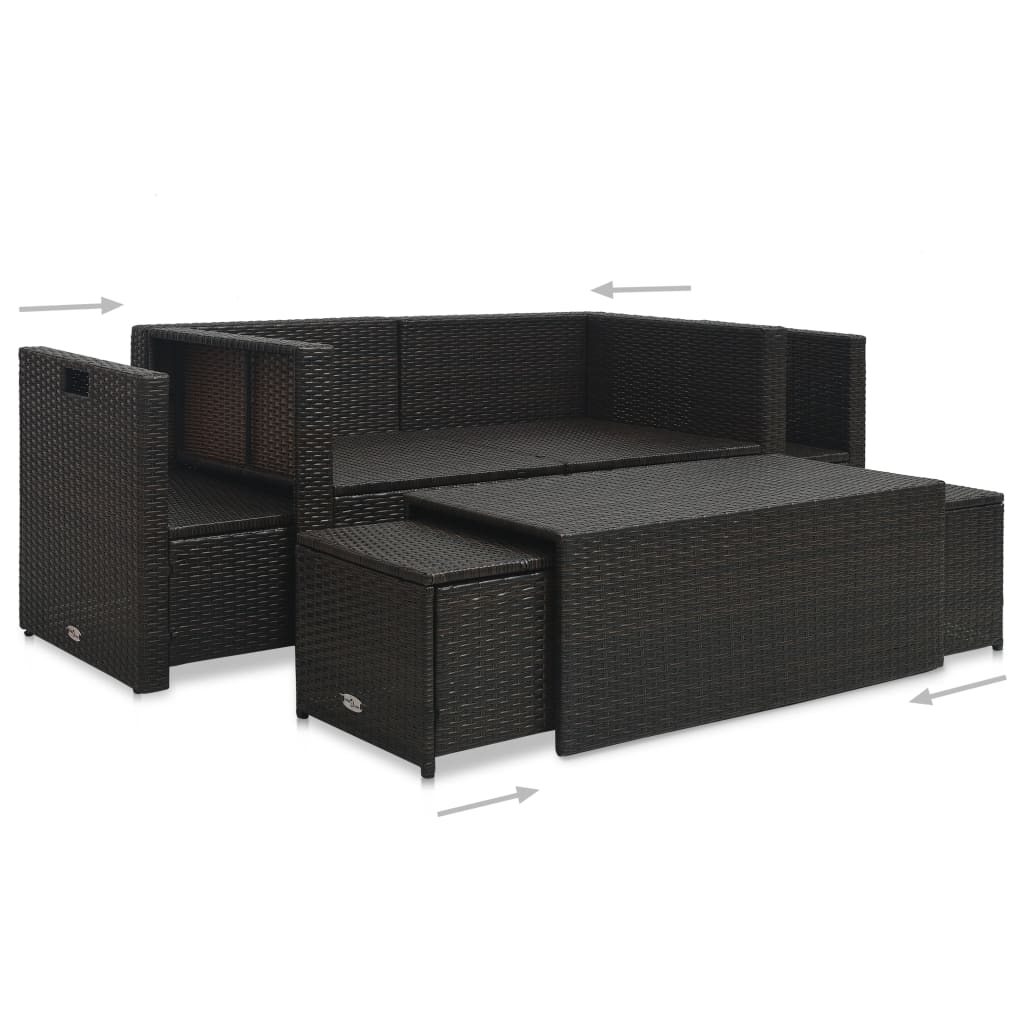 Salon de jardin 6 pcs avec coussins Résine tressée Marron Salons de jardin vidaXL