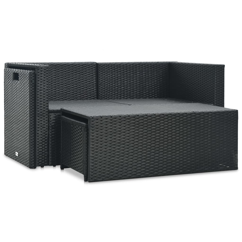 Salon de jardin 6 pcs avec coussins résine tressée noir