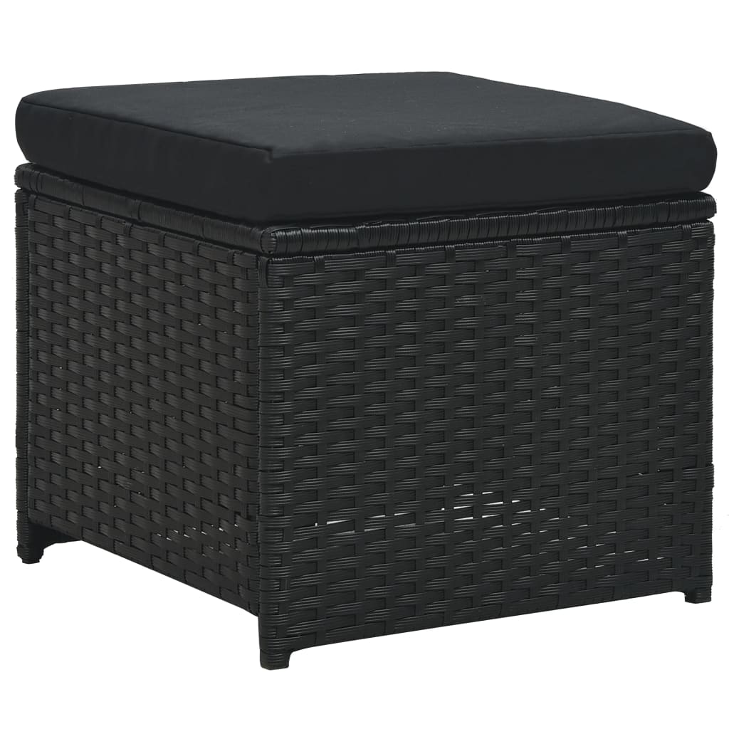 Salon de jardin 6 pcs avec coussins résine tressée noir