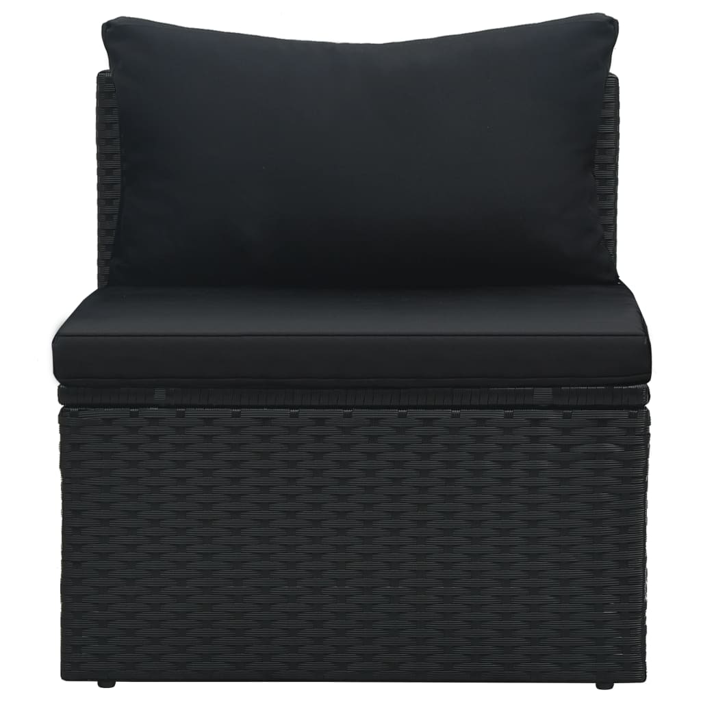 Salon de jardin 6 pcs avec coussins résine tressée noir
