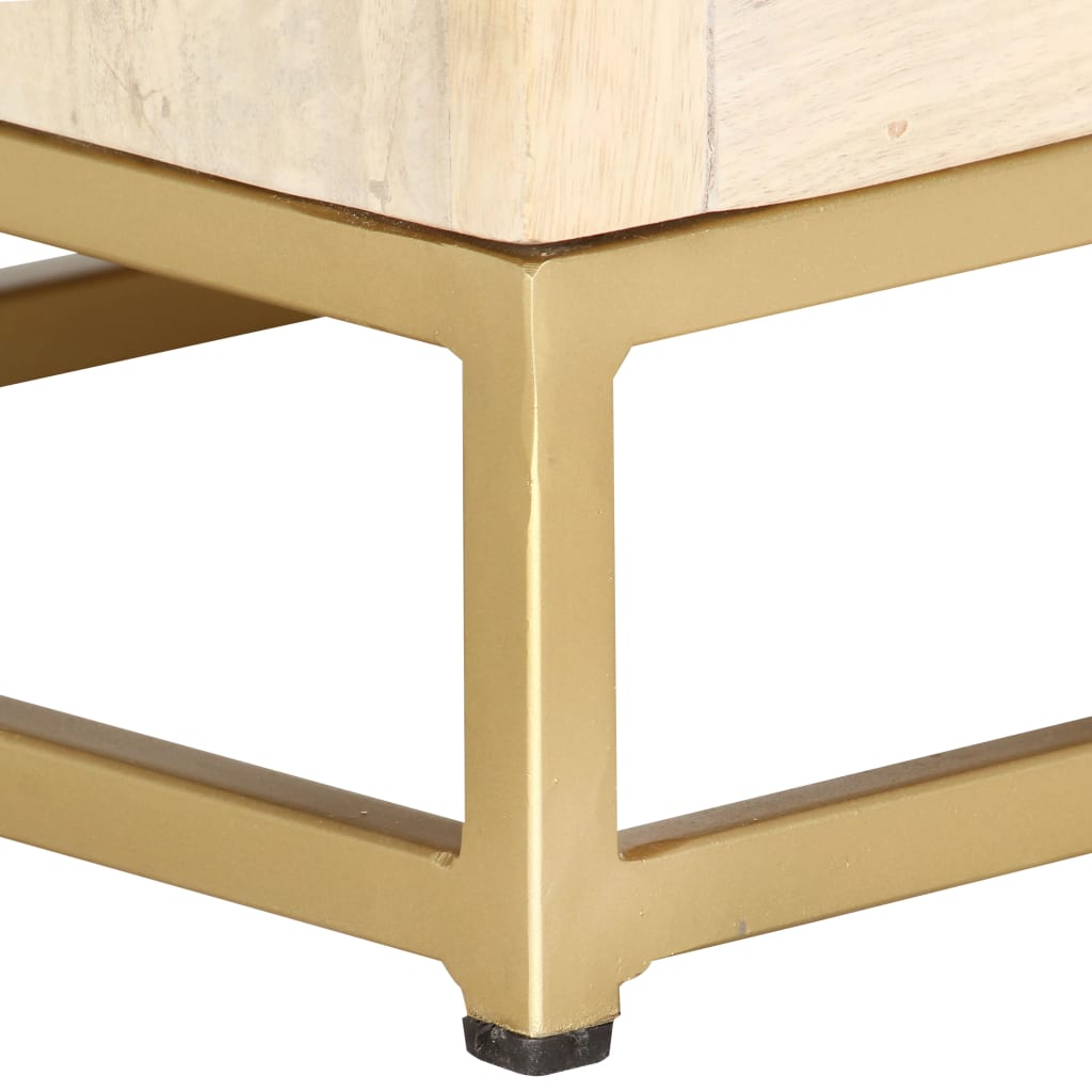 Table de chevet doré 40 x 30 x 50 cm bois de manguier massif - XIOS