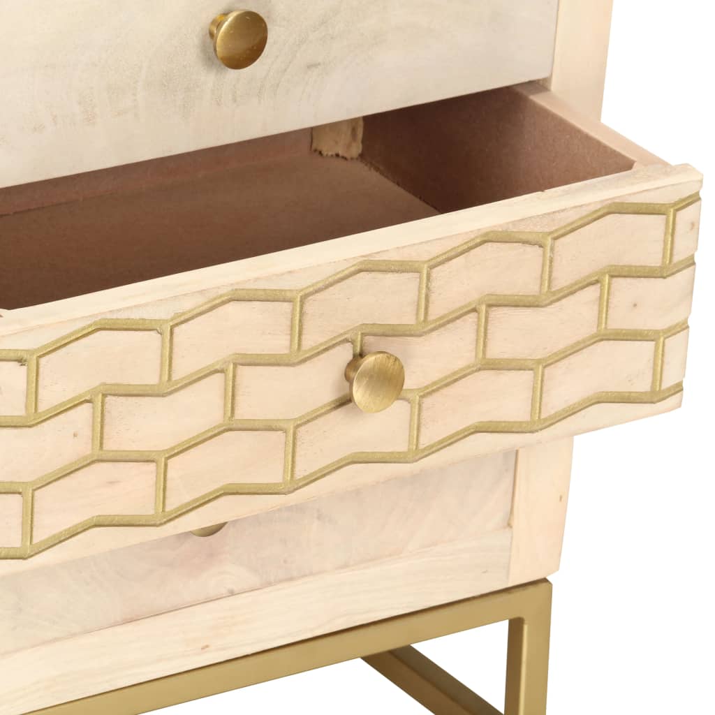 Table de chevet doré 40 x 30 x 50 cm bois de manguier massif - XIOS