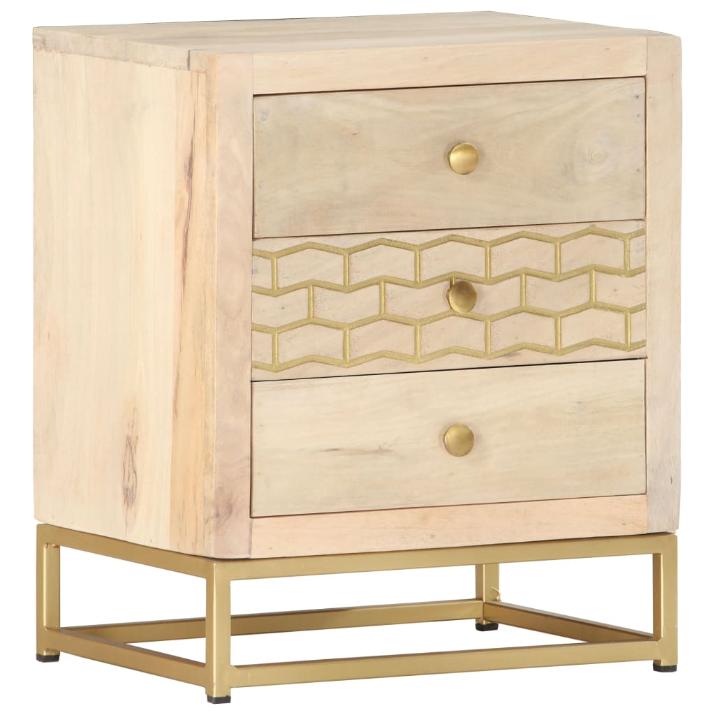 Table de chevet doré 40 x 30 x 50 cm bois de manguier massif - XIOS