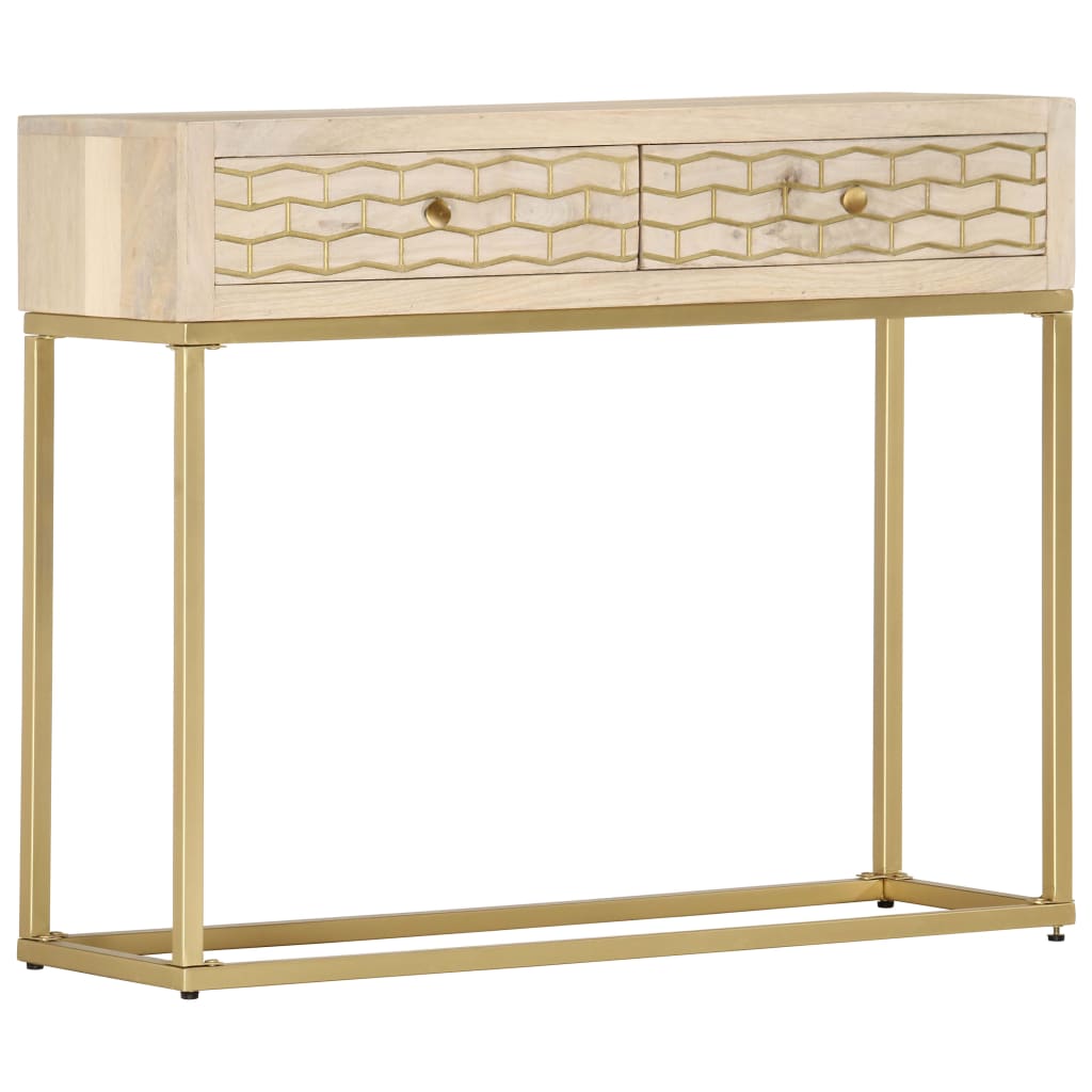 Table console doré 90x30x75 cm bois solide de manguier Buffets & bahuts vidaXL