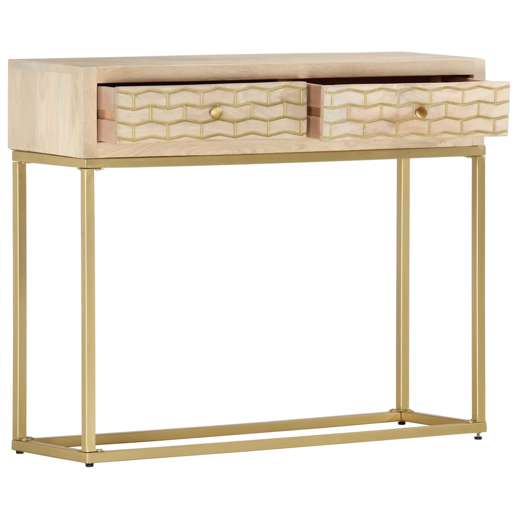 Table console doré 90x30x75 cm bois solide de manguier Buffets & bahuts vidaXL