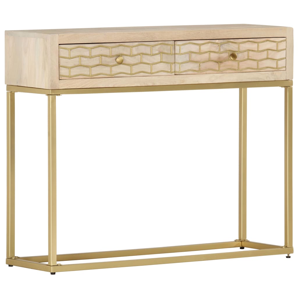 Table console doré 90x30x75 cm bois solide de manguier Buffets & bahuts vidaXL