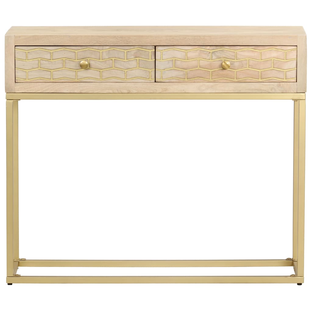 Table console doré 90x30x75 cm bois solide de manguier Buffets & bahuts vidaXL