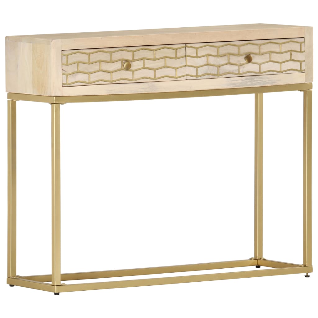 Table console doré 90x30x75 cm bois solide de manguier Buffets & bahuts vidaXL