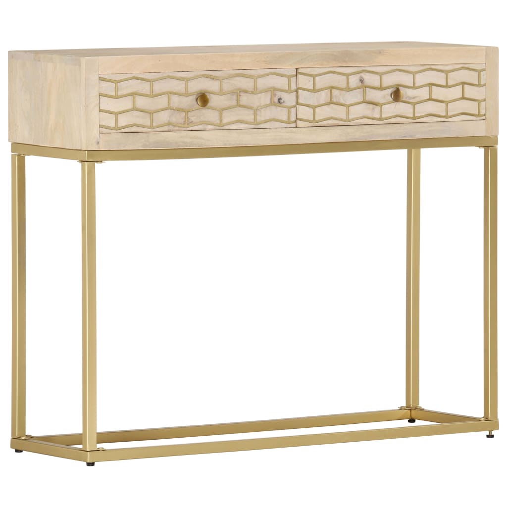 Table console doré 90x30x75 cm bois solide de manguier Buffets & bahuts vidaXL