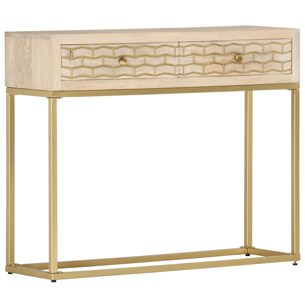 Table console doré 90x30x75 cm bois solide de manguier Buffets & bahuts vidaXL