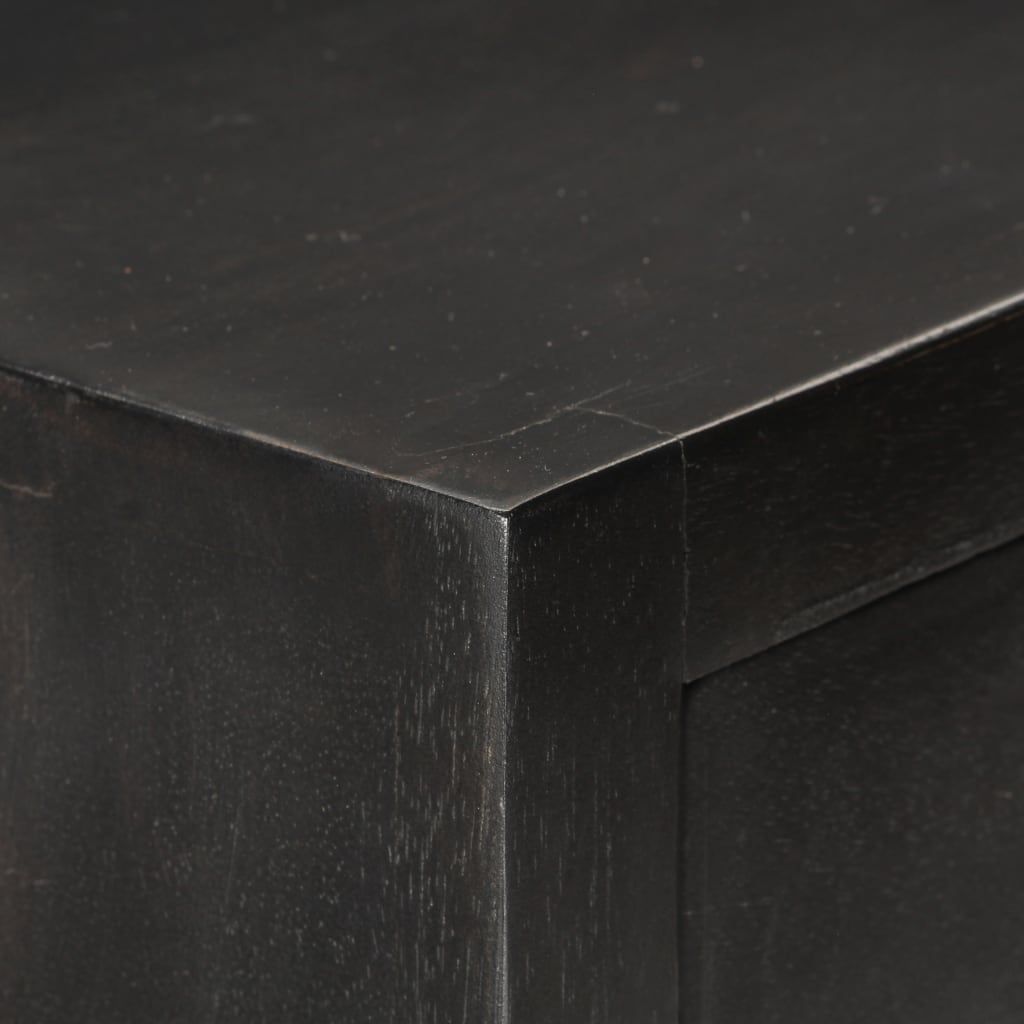 Armoire à tiroirs Noir et doré 45x30x105 cm Bois de manguier