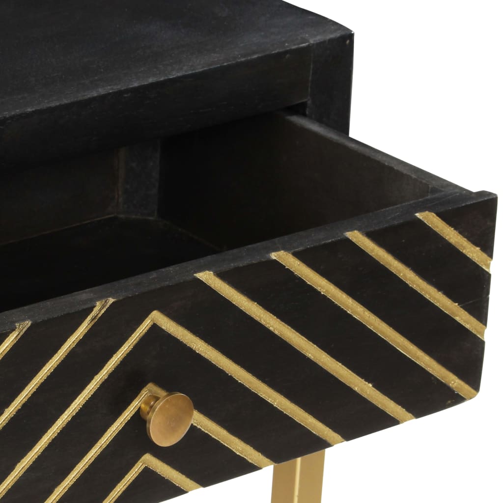 Table console Noir et doré 90x30x75 cm Bois de manguier massif - XIOS