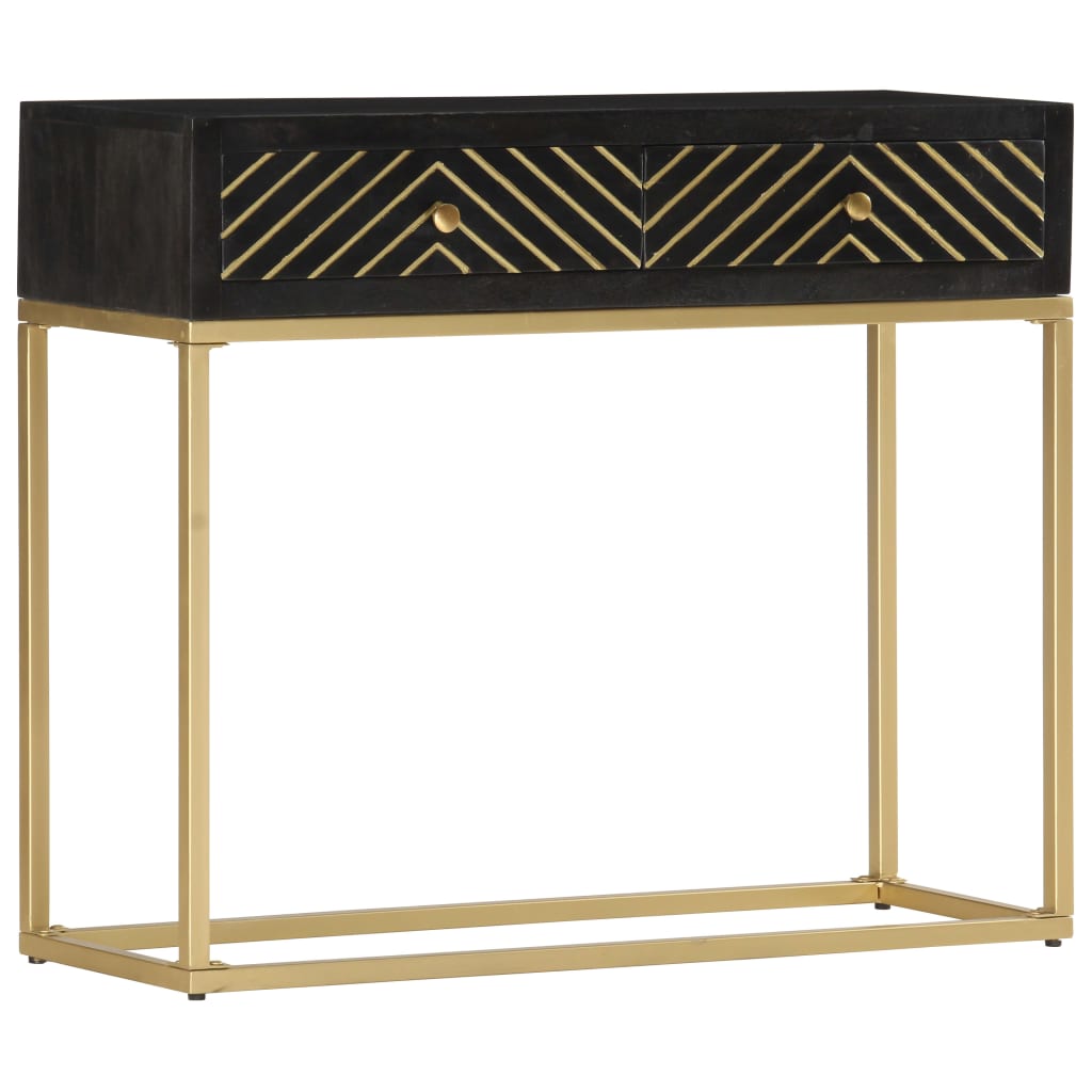 Table console Noir et doré 90x30x75 cm Bois de manguier massif - XIOS
