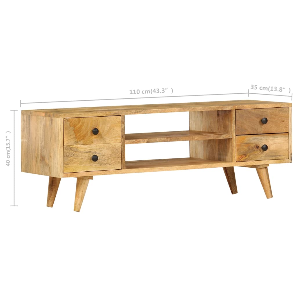 Meuble TV 110x35x40 cm Bois massif de manguier Meubles TV vidaXL