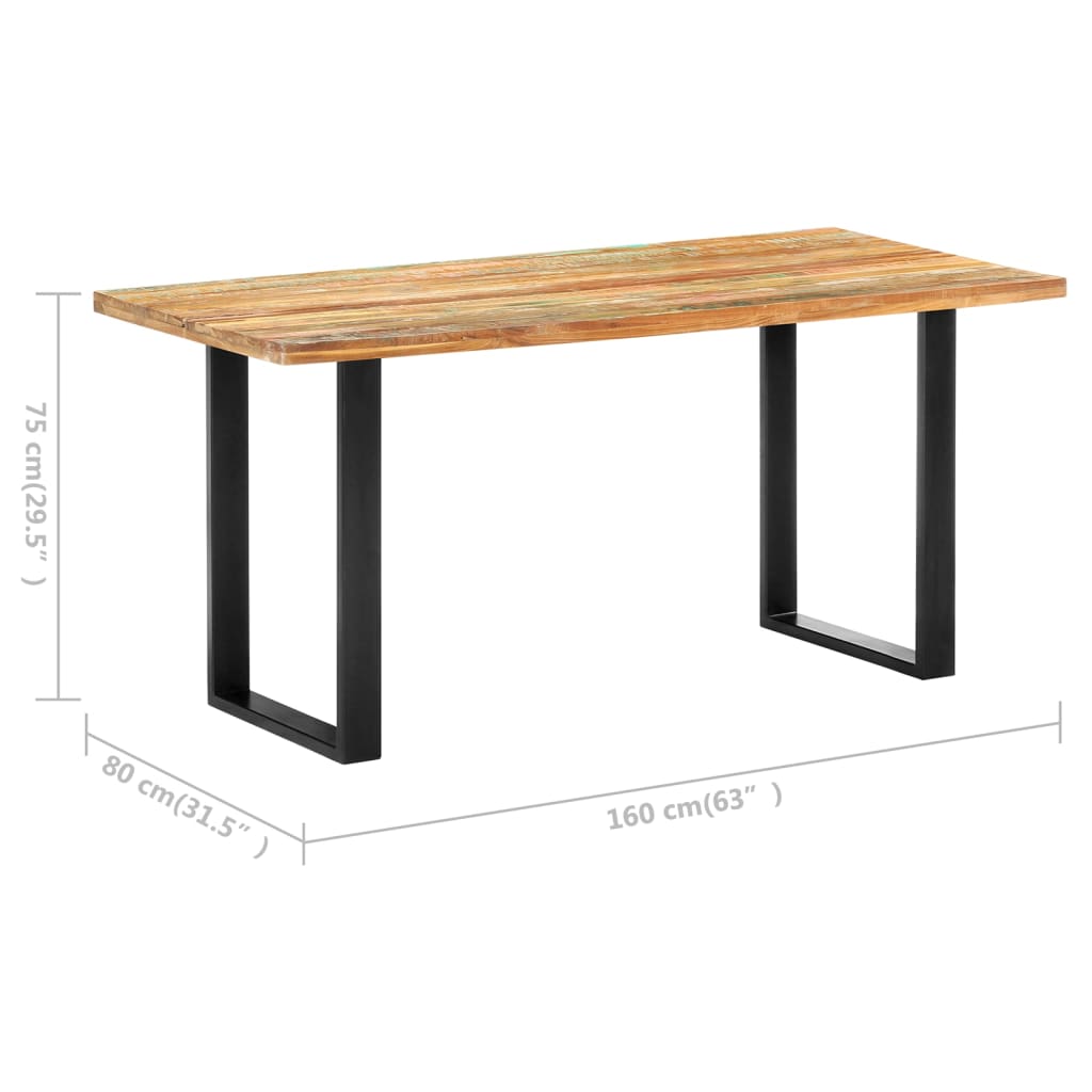 Table de salle à manger 160x80x75cm Bois de récupération massif - XIOS