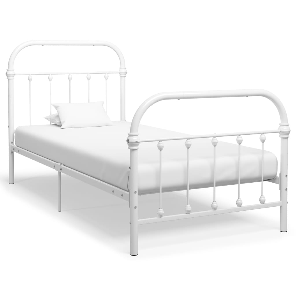 Cadre de lit sans matelas blanc métal 90x200 cm - XIOS