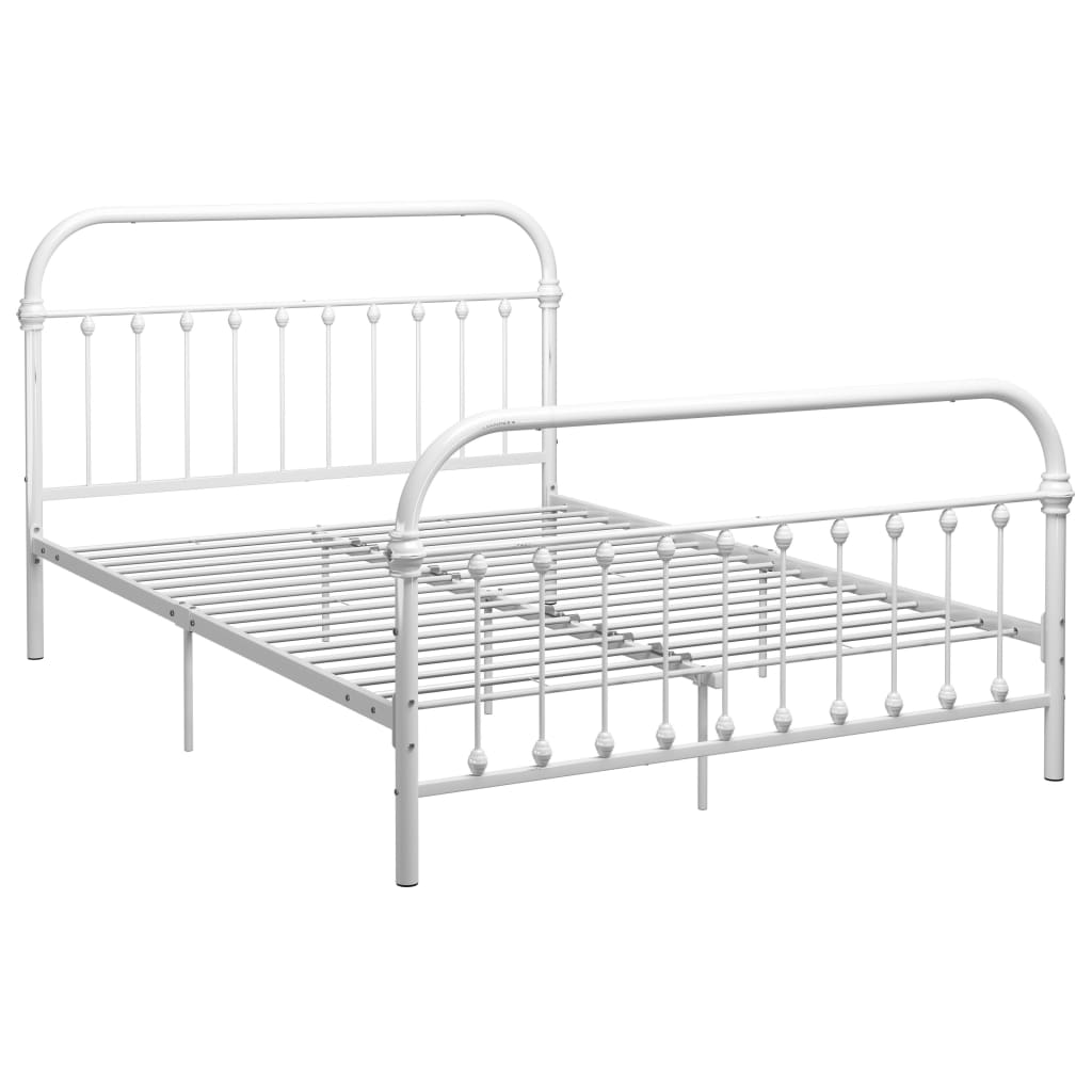 Cadre de lit sans matelas et tête de lit blanc métal 160x200 cm - XIOS
