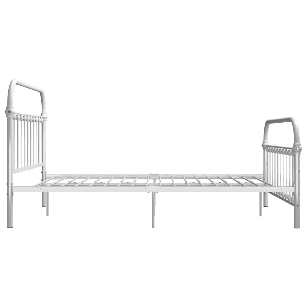 Cadre de lit sans matelas et tête de lit blanc métal 160x200 cm - XIOS