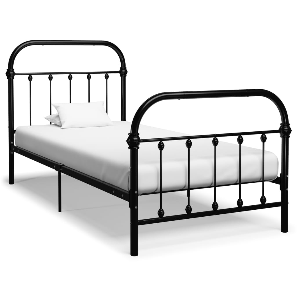 Cadre de lit sans matelas noir métal 90x200 cm - XIOS