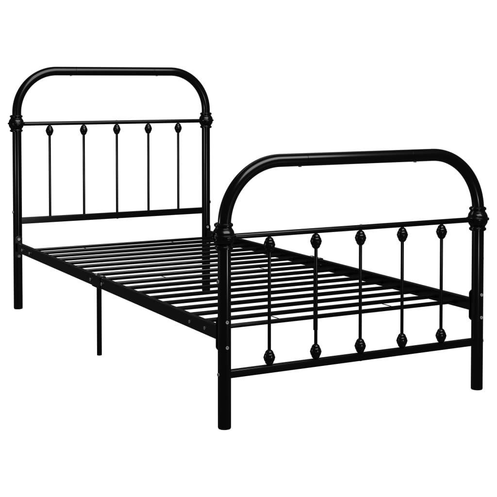 Cadre de lit sans matelas noir métal 90x200 cm - XIOS