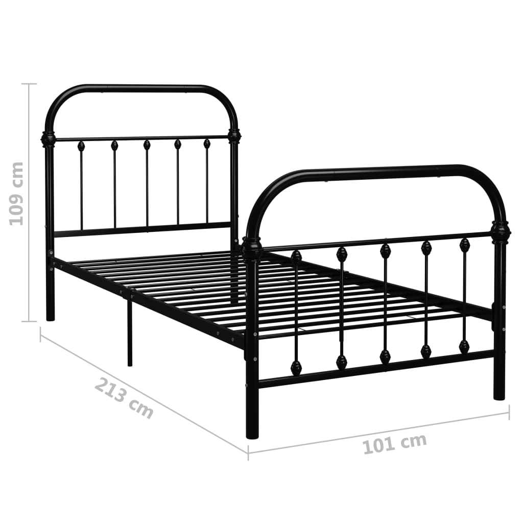 Cadre de lit sans matelas noir métal 90x200 cm - XIOS