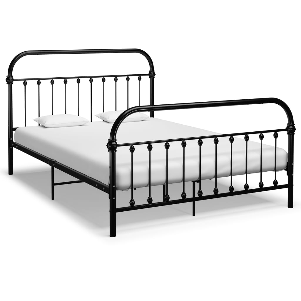 Cadre de lit sans matelas et tête de lit noir 160x200 cm métal - XIOS