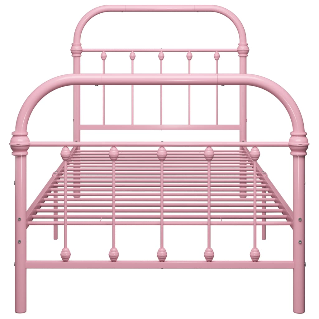 Cadre de lit sans matelas rose métal 100x200 cm - XIOS