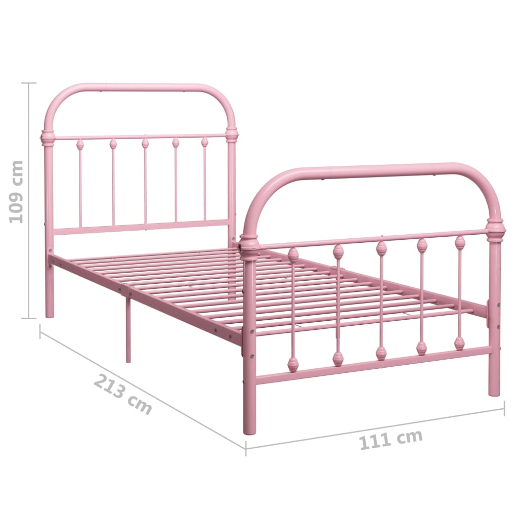 Cadre de lit sans matelas rose métal 100x200 cm - XIOS
