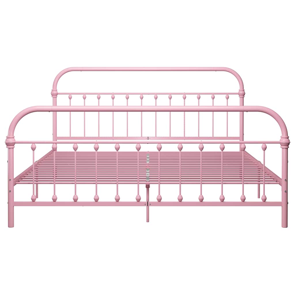 Cadre de lit sans matelas rose métal 180x200 cm