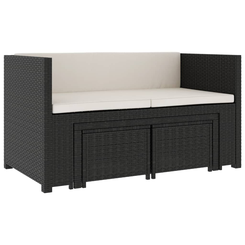 Salon de jardin 5 pcs avec coussins Résine tressée Noir - XIOS