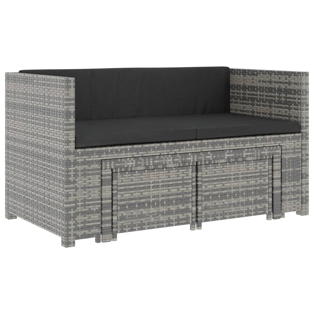 Salon de jardin 5 pcs avec coussins résine tressée gris - XIOS