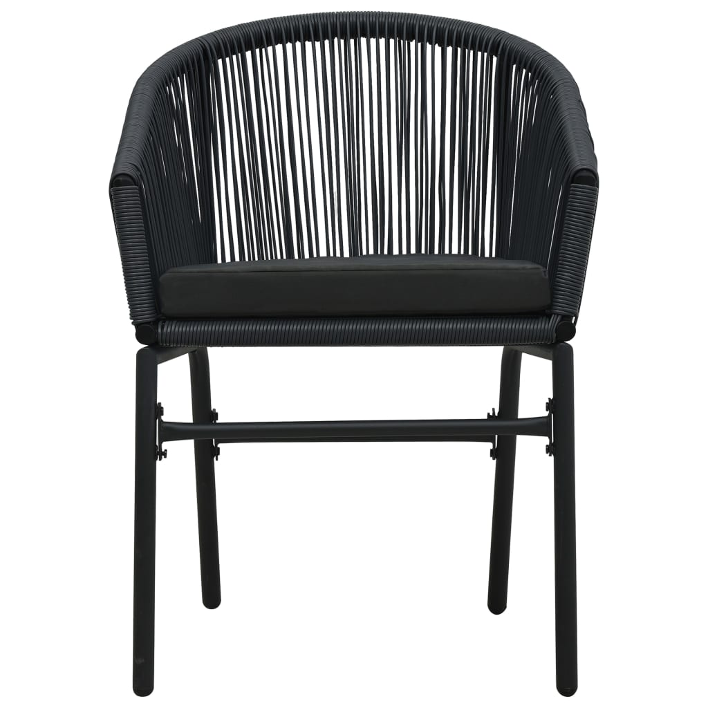 Ensemble de bistro 3 pcs avec coussins Rotin PE Noir - XIOS