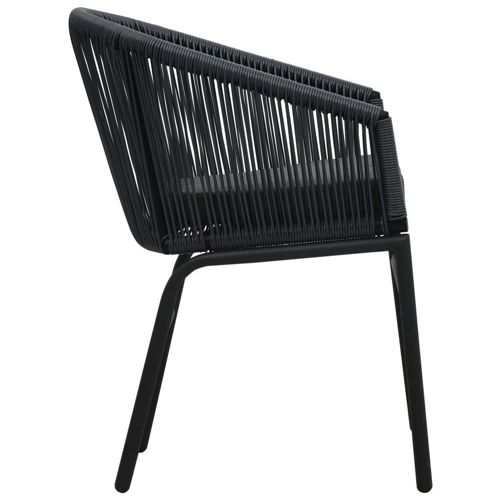 Ensemble de bistro 3 pcs avec coussins Rotin PE Noir - XIOS