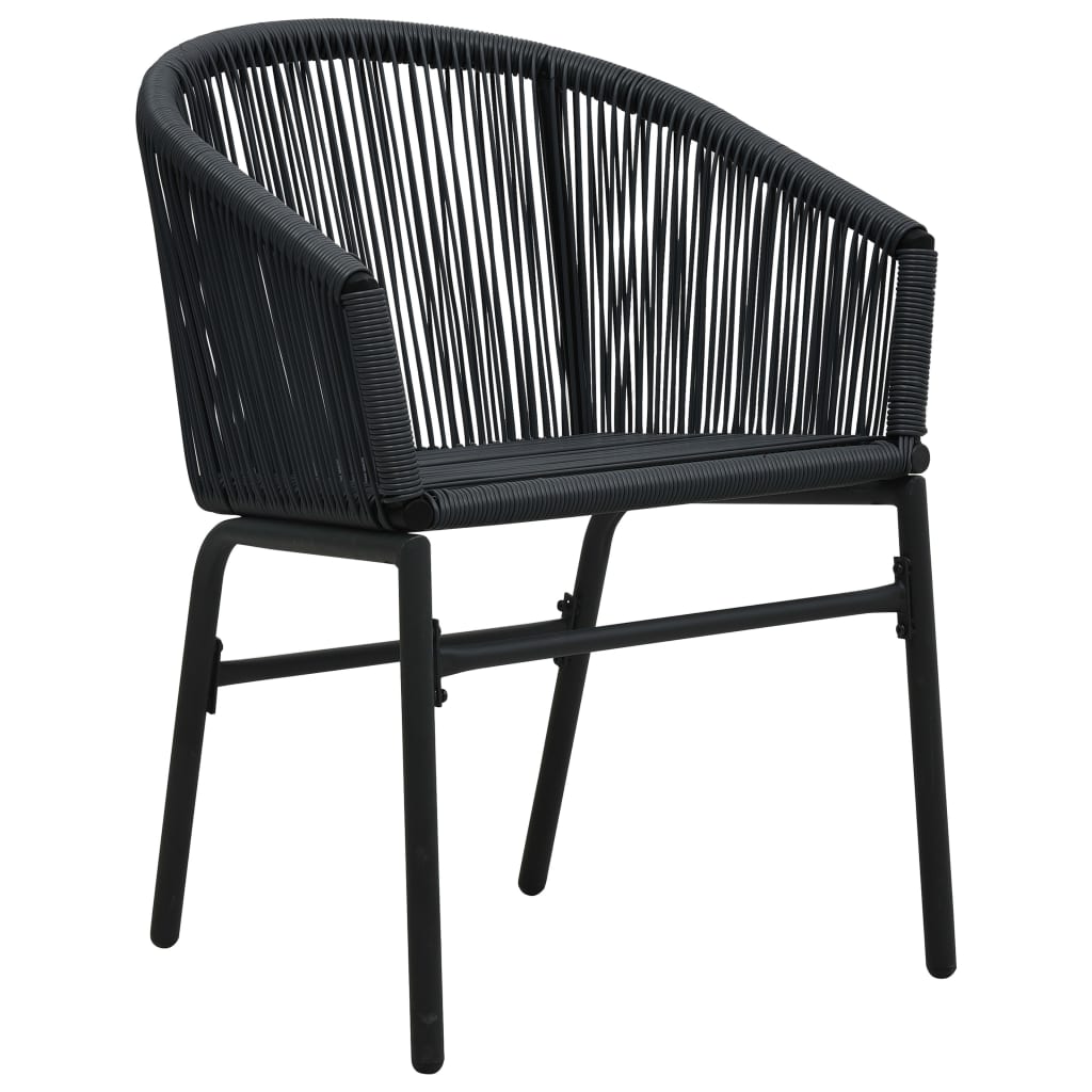 Ensemble de bistro 3 pcs avec coussins Rotin PE Noir - XIOS
