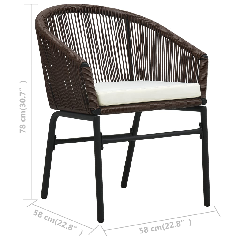 Ensemble de bistro 3 pcs avec coussins Rotin PE Marron - XIOS