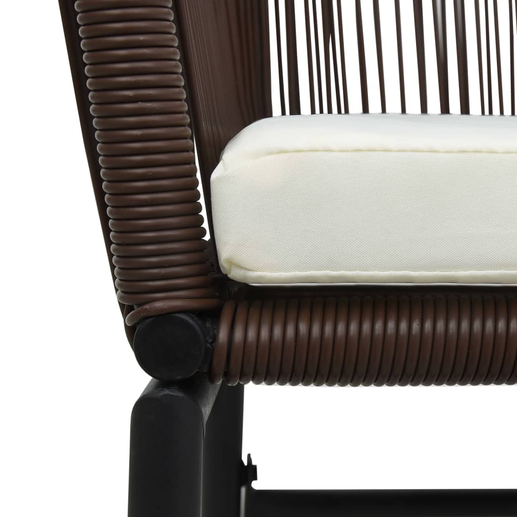 Ensemble de bistro 3 pcs avec coussins Rotin PE Marron - XIOS