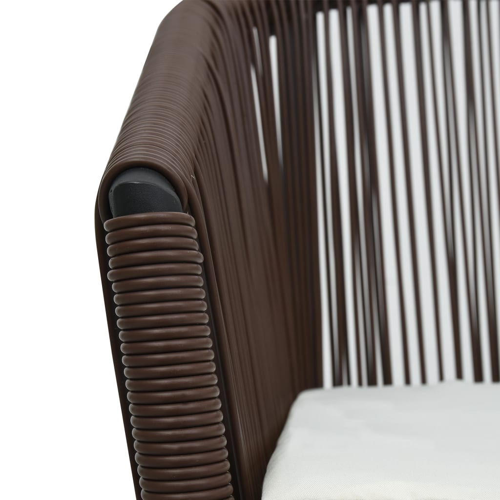 Ensemble de bistro 3 pcs avec coussins Rotin PE Marron - XIOS
