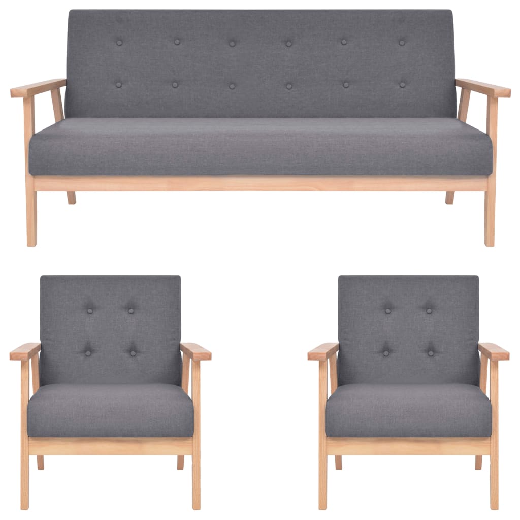 Ensemble de canapés 3 pcs Tissu Gris foncé - XIOS