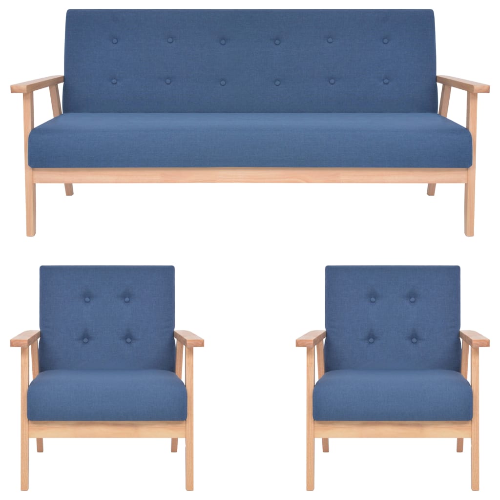 Ensemble de canapés 3 pcs Tissu Bleu - XIOS