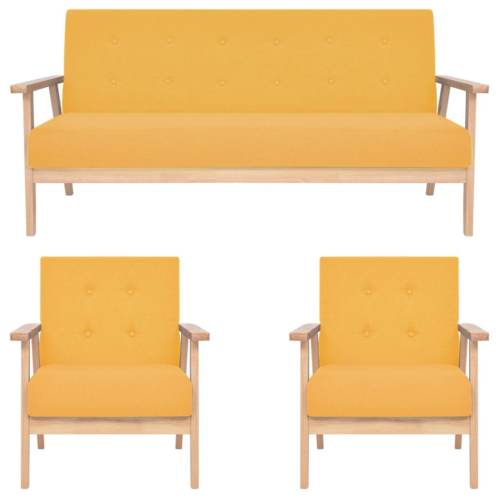 Ensemble de canapés 3 pcs Tissu Jaune - XIOS
