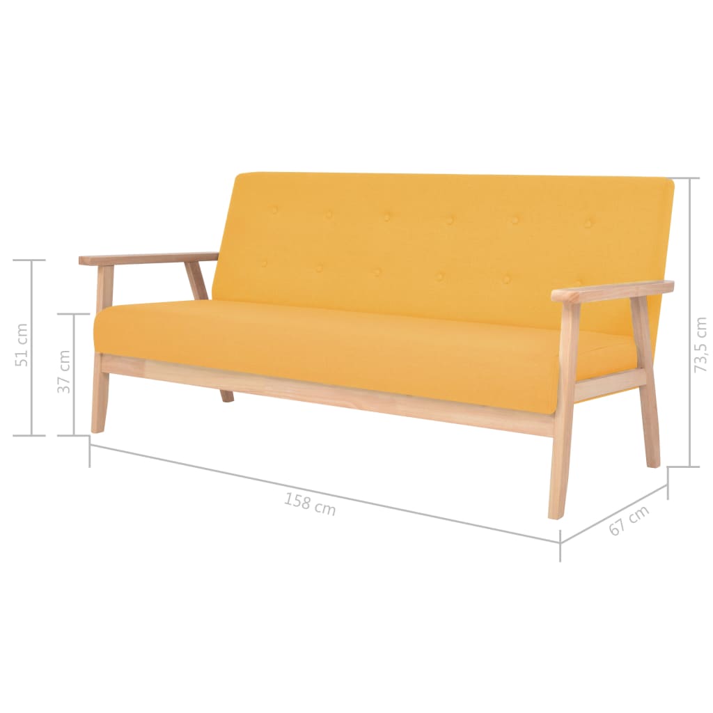 Ensemble de canapés 3 pcs Tissu Jaune - XIOS
