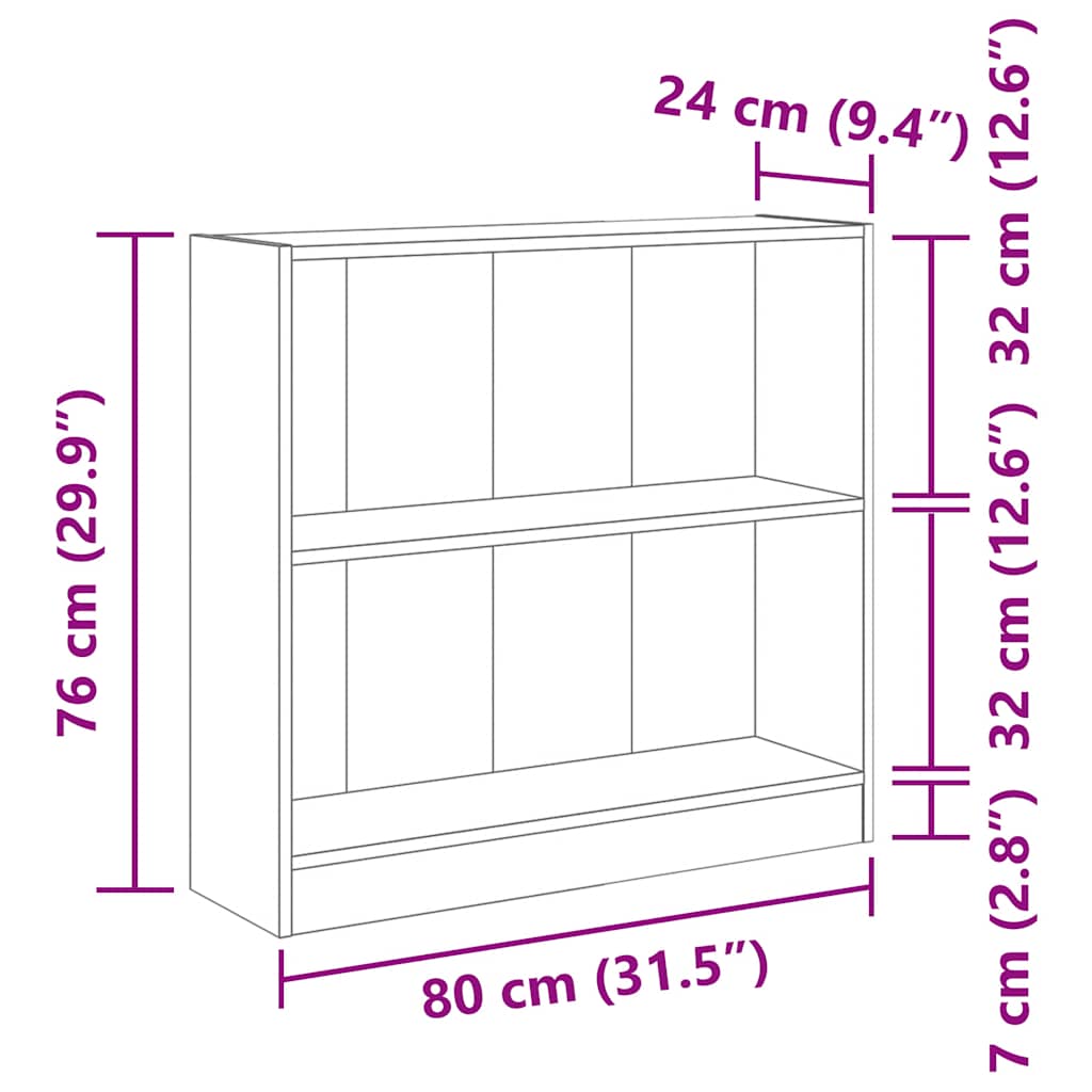 Bibliothèque chêne sonoma 80x24x75 cm bois d'ingénierie - XIOS