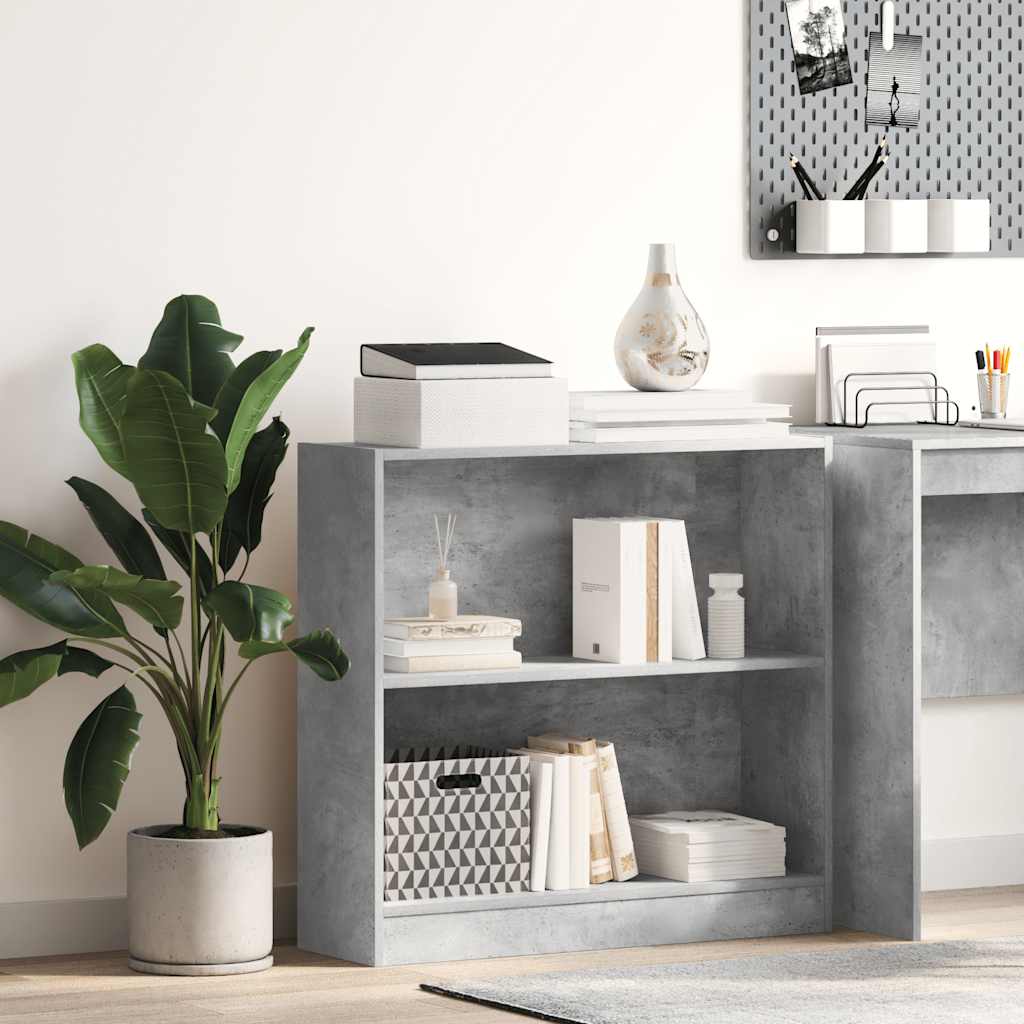 Bibliothèque Gris béton 80x24x75 cm Bois d'ingénierie - XIOS