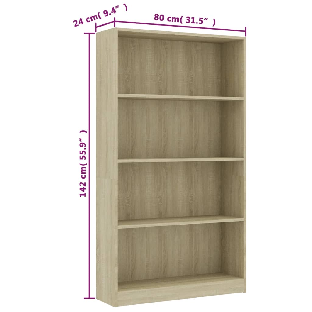 Bibliothèque à 4 niveaux Chêne sonoma Bois d’ingénierie - XIOS