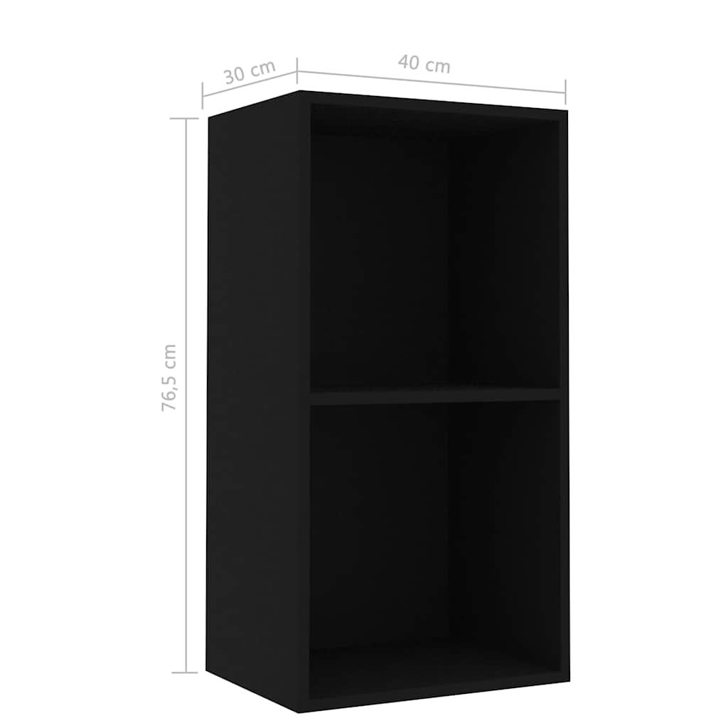 Bibliothèque noir 40x30x76,5 cm bois d'ingénierie - XIOS