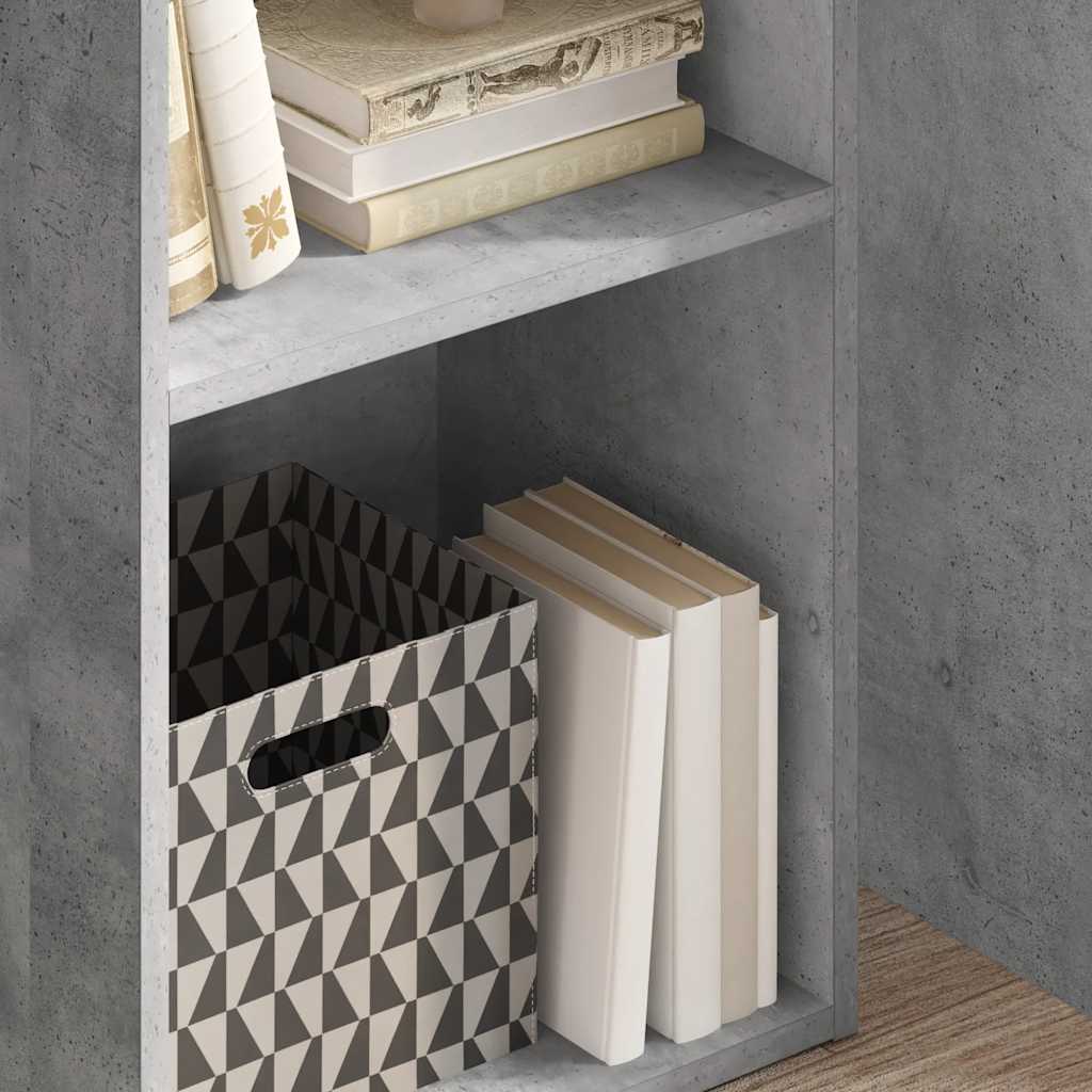 Bibliothèque à 2 niveaux gris béton bois d'ingénierie - XIOS