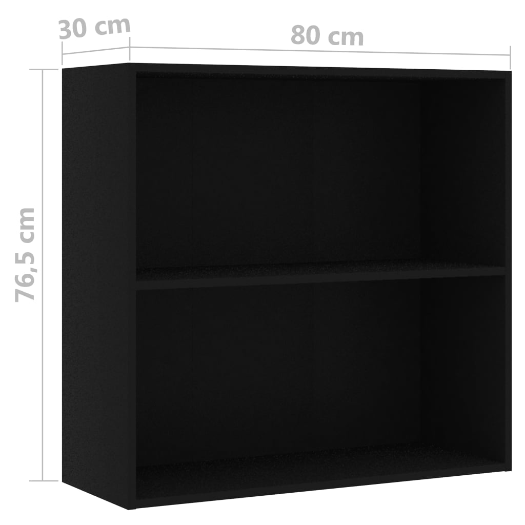 Bibliothèque noir 80x30x76,5 cm bois d'ingénierie - XIOS