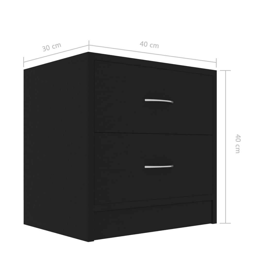 Tables de chevet 2 pcs Noir 40x30x40 cm Bois d'ingénierie - XIOS